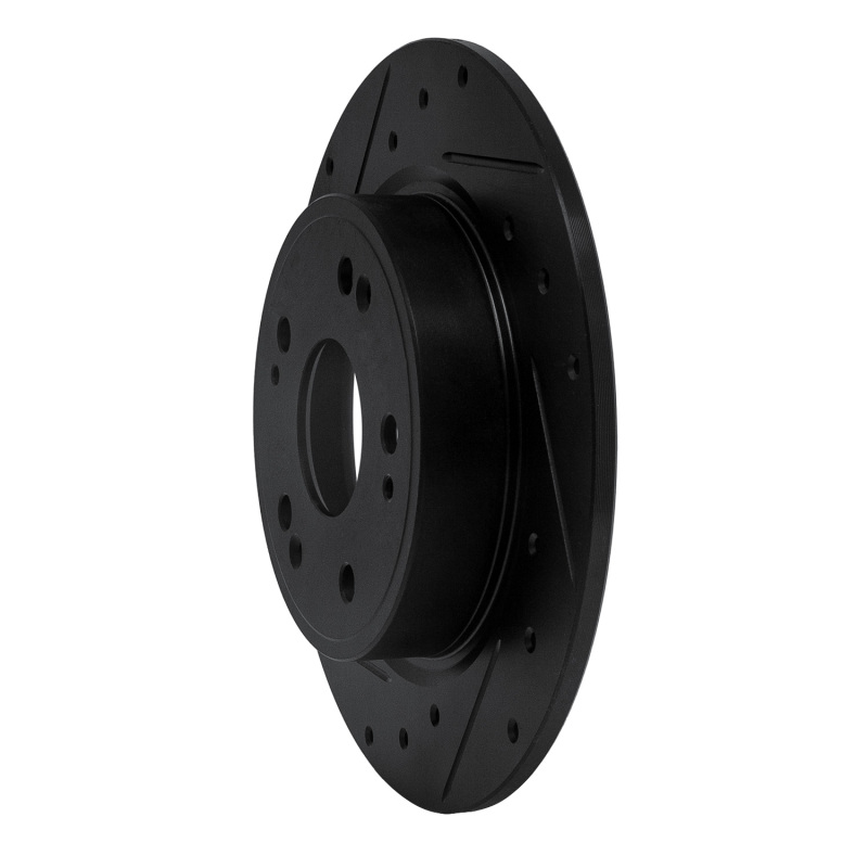 Honda CR-Z Brake Rotor (1) - Rear Left - R1 Concepts - Drilled & Slotted - Black - 2016